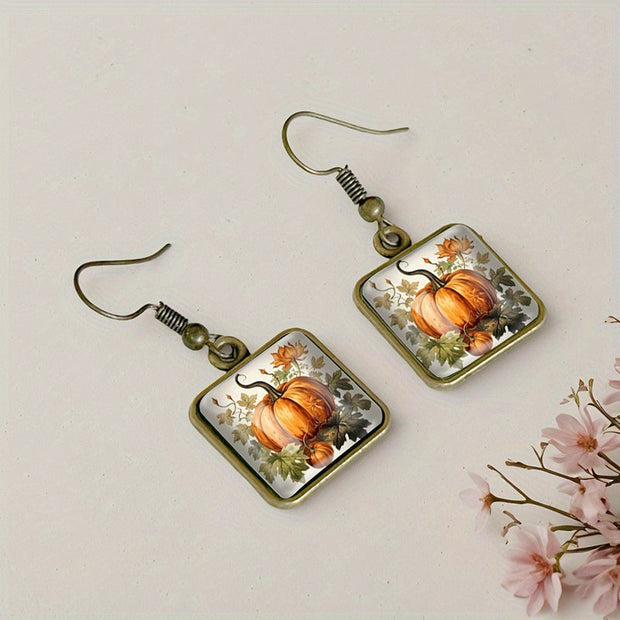 Pumpkin Glass Dangle Earrings