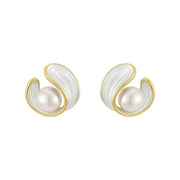 Luxury White Opal Earrings with Pearls in Gold