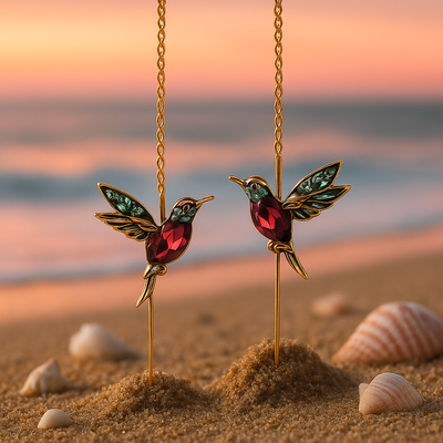 Shay | Earrings with hummingbird enamel and zirconia