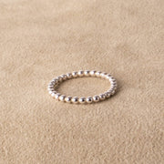 925 Sterling Silver Sphere Ring - Handmade Stackable Bead Ring