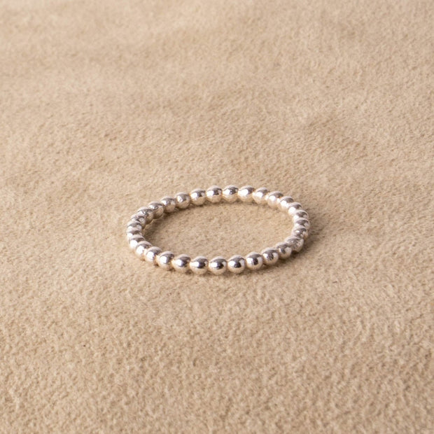 925 Sterling Silver Sphere Ring - Handmade Stackable Bead Ring