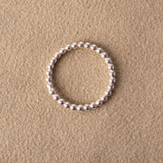 925 Sterling Silver Sphere Ring - Handmade Stackable Bead Ring