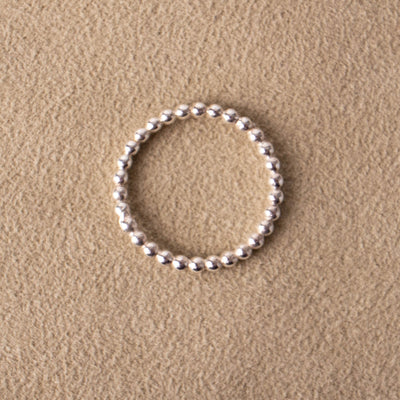 925 Sterling Silver Sphere Ring - Handmade Stackable Bead Ring