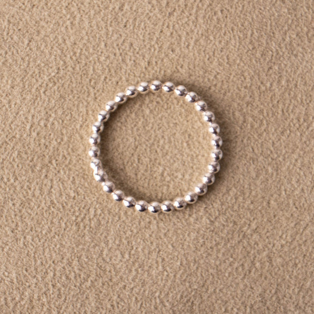 925 Sterling Silver Sphere Ring - Handmade Stackable Bead Ring