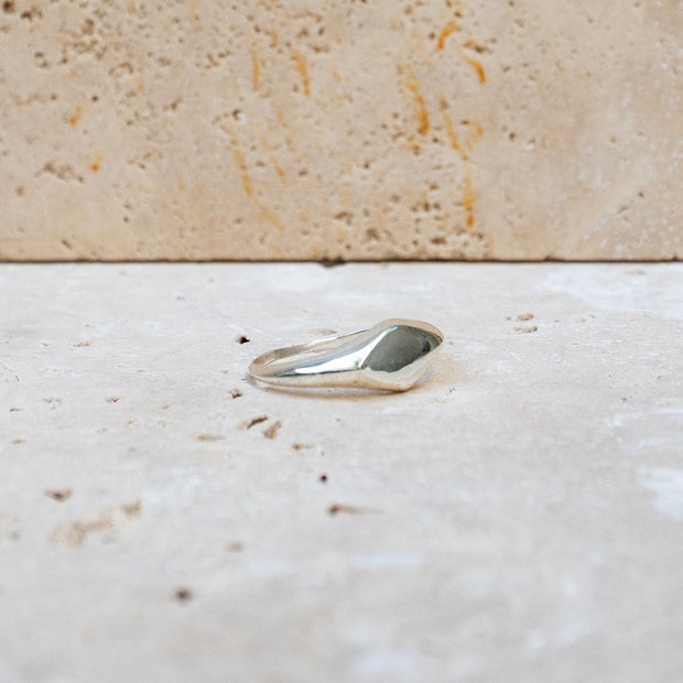 Small square-shaped 925 sterling silver signet ring handcrafted