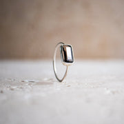 Brown Dark Rectangular Rutilated Quartz Ring in 925 Sterling Silver
