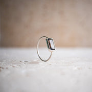 Brown Dark Rectangular Rutilated Quartz Ring in 925 Sterling Silver