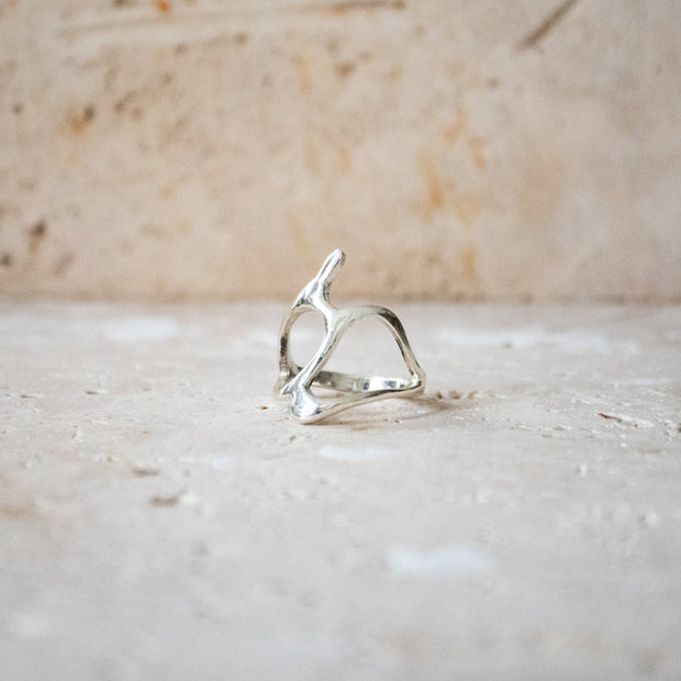 Organic Silver Ring with Tribal Design – Handmade