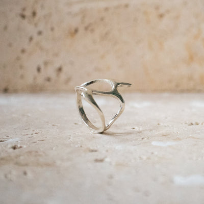 Organic Silver Ring with Tribal Design – Handmade