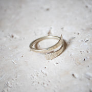 Open Hammered Ring made of 925 Sterling Silver with Gold - Handmade