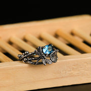 Handmade Lotus Gem Dragonfly Ring