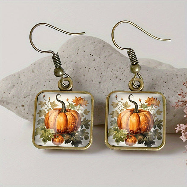 Pumpkin Glass Dangle Earrings