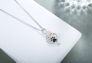 Lucky Paw Necklace with Heart, Bone & Infinity – “Always in My Heart” Pendant