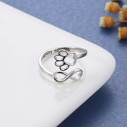 Paw & Heart Ring Adjustable 925 Sterling Silver