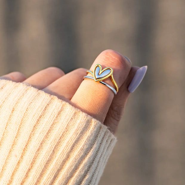 Always keep me in your heart layered heart ring