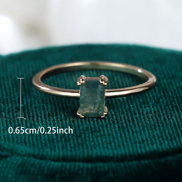 Natural Moss Agate Ring