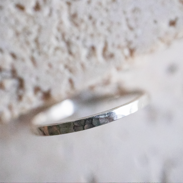 Delicate Ring in 925 Sterling Silver / Hammered Stack Ring