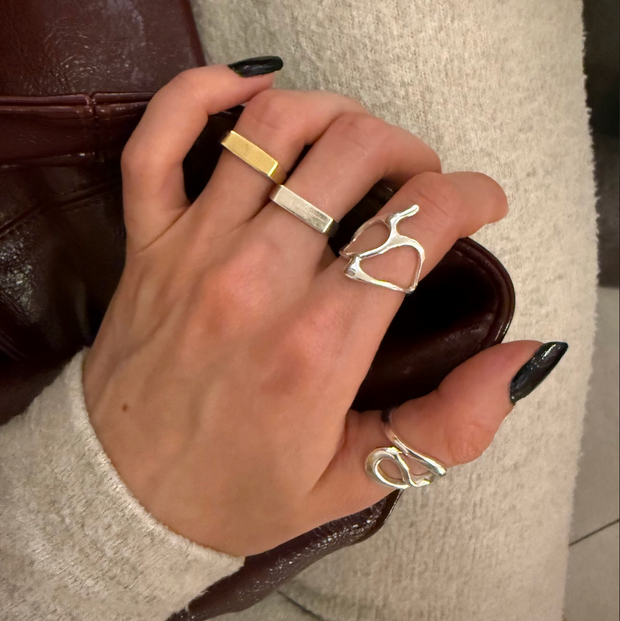 Organic Silver Ring with Tribal Design – Handmade