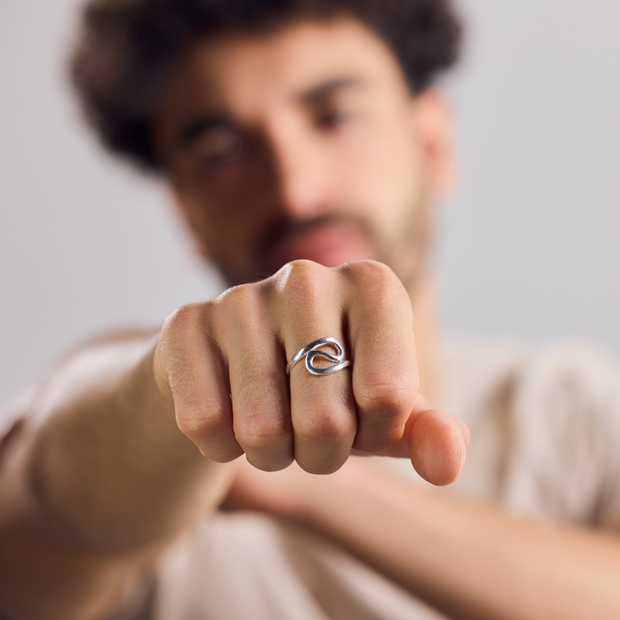 Statement Ring Wave Swirl made of 925 Sterling Silver asymmetrically handcrafted