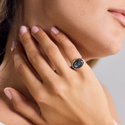 Large Oval Labradorite Ring 925 Sterling Silver