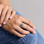 925 Sterling Silver Signet Ring Square Handmade Decorated