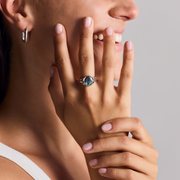 Large Abalone Shell Signet Ring made of 925 Sterling Silver - Mother of Pearl Ring Statement Ring Blue Handmade