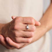 Brown Dark Rectangular Rutilated Quartz Ring in 925 Sterling Silver
