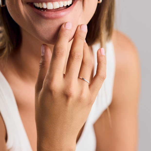 Delicate Ring in 925 Sterling Silver / Hammered Stack Ring