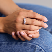 Delicate statement ring made of 925 sterling silver with pink freshwater pearl