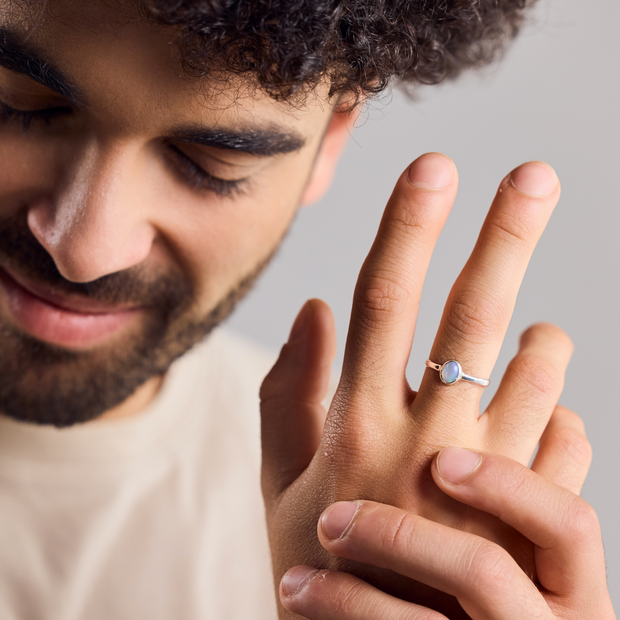 Sterling Silver Ring with Natural Ethiopian Opal