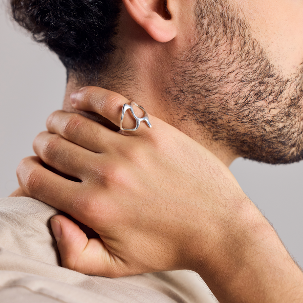 Organic Silver Ring with Tribal Design – Handmade