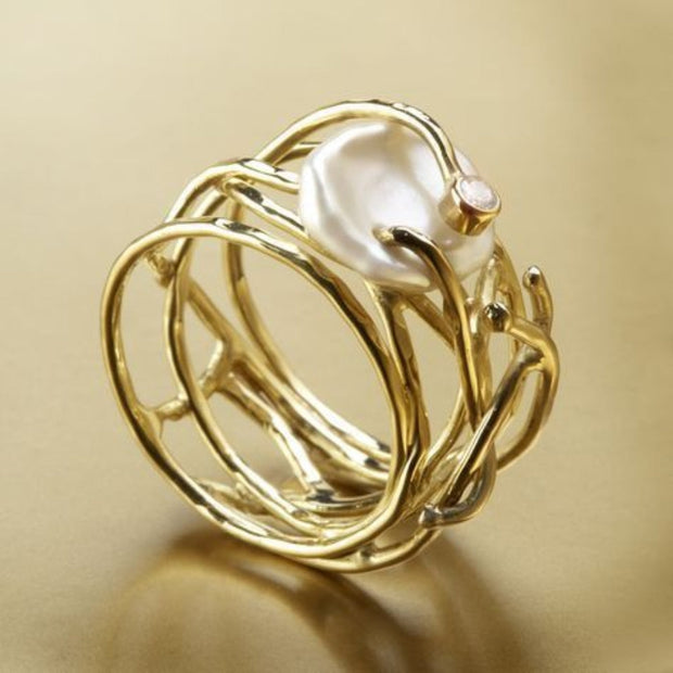 Retro Pearl Gold Ring