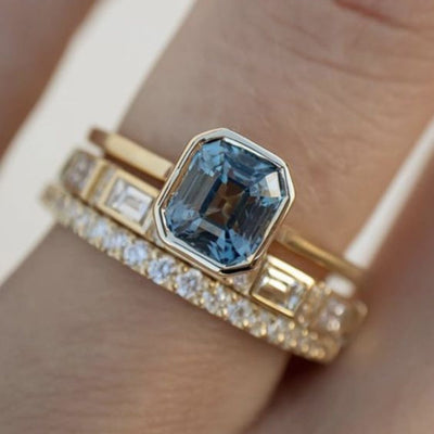 Vintage Blue Crystal Glass Ring
