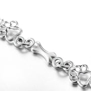 Limited Edition Pure Silver Dog Paw and Bone Charms Bracelet