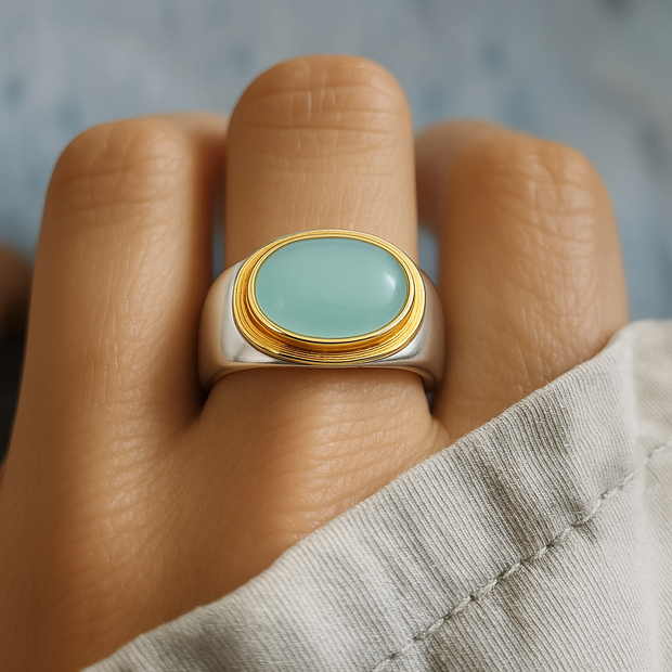 Gabi - Vintage Green Moonstone Ring