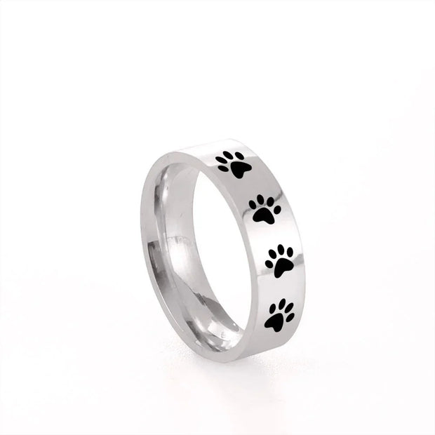 Handcrafted Paw Print Ring in Stainless Steel