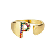 Peace - Gold Stainless Steel Initial Ring