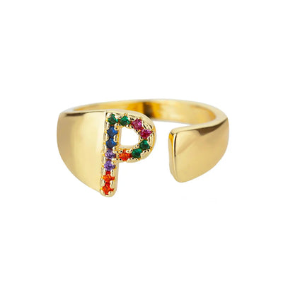 Peace - Gold Stainless Steel Initial Ring