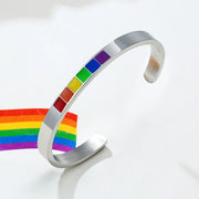 LGBT Rainbow Cuff Bracelet - Stainless Steel
