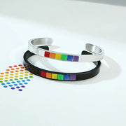 LGBT Rainbow Cuff Bracelet - Stainless Steel