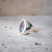 Large oval signet ring made of 925 sterling silver | Silver signet ring with eye shape handcrafted