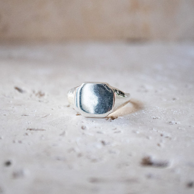 925 Sterling Silver Signet Ring Square Handmade Decorated