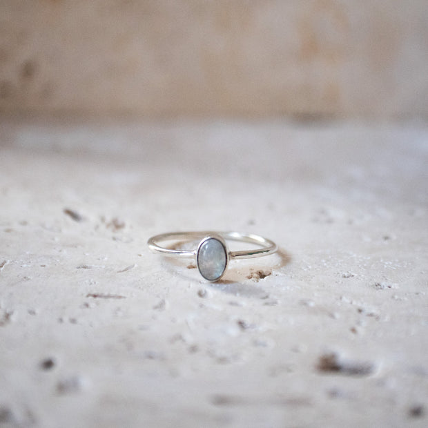 Fine moonstone ring with oval stone 925 sterling silver handmade
