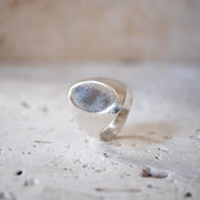 Large oval signet ring made of 925 sterling silver | Silver signet ring with eye shape handcrafted
