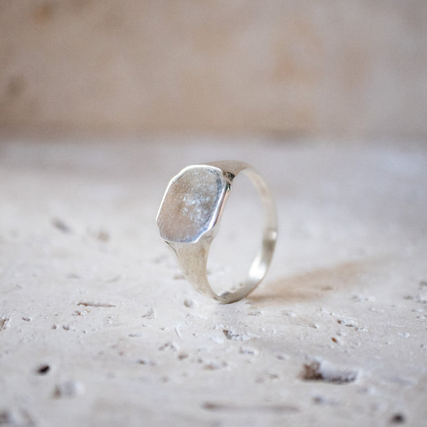 925 Sterling Silver Signet Ring Square Handmade Decorated