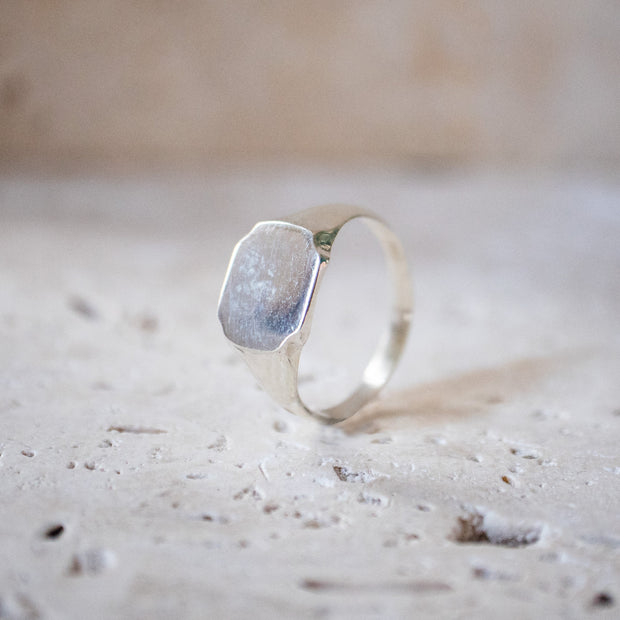 925 Sterling Silver Signet Ring Square Handmade Decorated