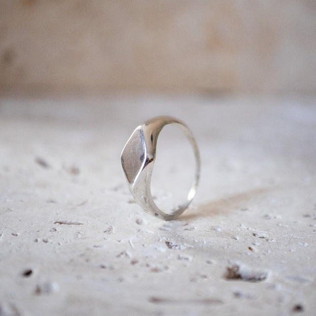 Small square-shaped 925 sterling silver signet ring handcrafted