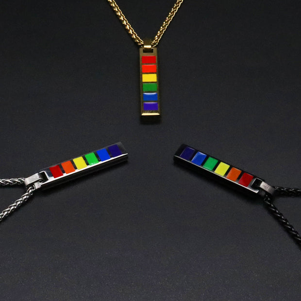 Rainbow Pride Bar Adjustable Necklace