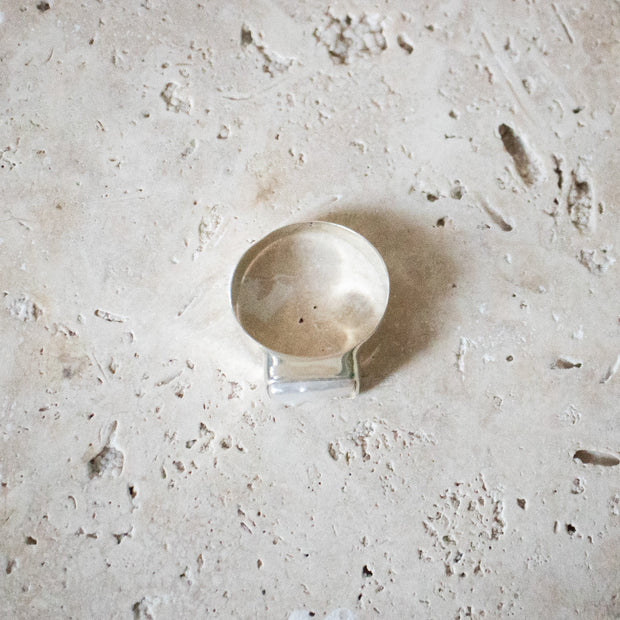 Wide Square Signet Ring Made of 925 Sterling Silver with Natural Freshwater Pearl