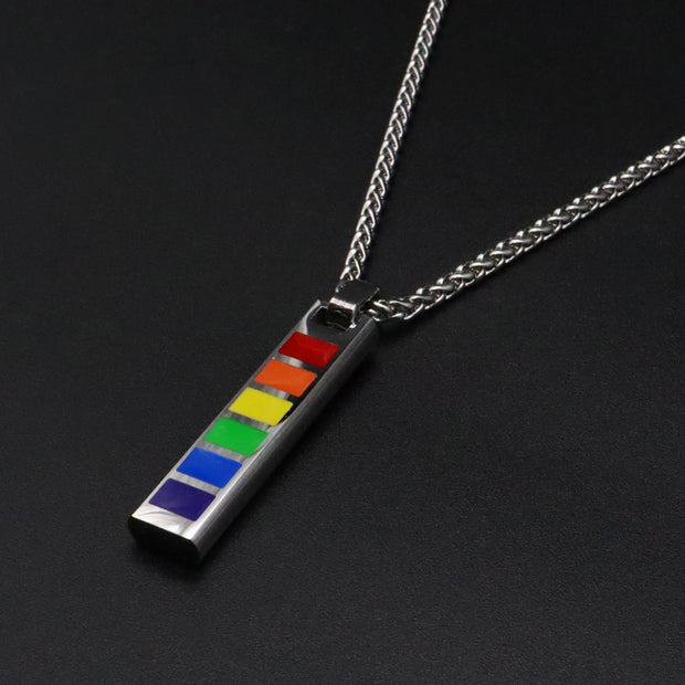 Rainbow Pride Bar Adjustable Necklace